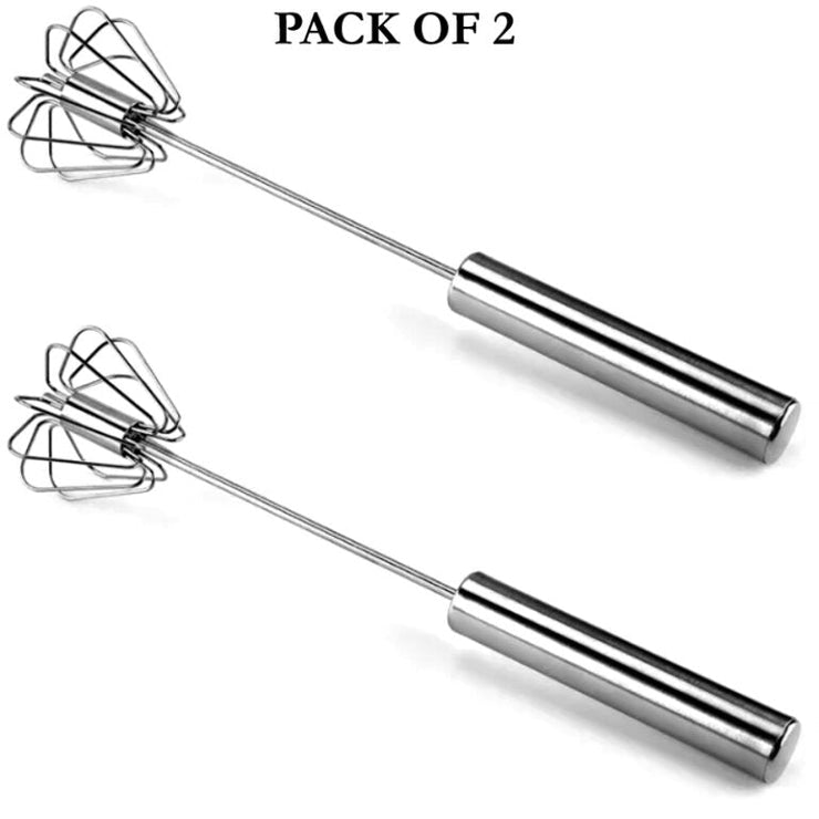 Pack Of 2 Stainless Steel Hand Pressure Rotating Semi-Automatic Mixer Coffee Milk Mixing Tools