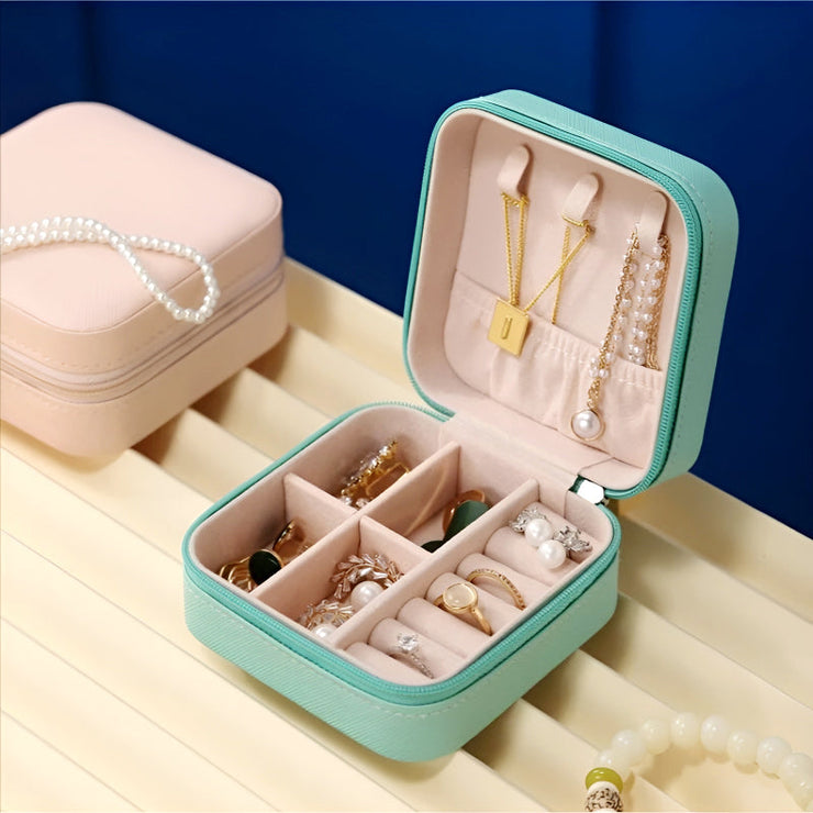 Mini Jewelry Organizer – Stylish and Portable Compact Storage Box for Rings, Earrings, and Necklaces