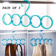 Pack Of 3 Eco-Friendly Five Hole Ring Rope Slots Holder Scarf Shawl Storage Hanger