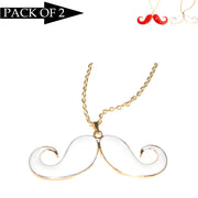 Chic Charm Set Of 2 Mustache Pendants With Golden Chains