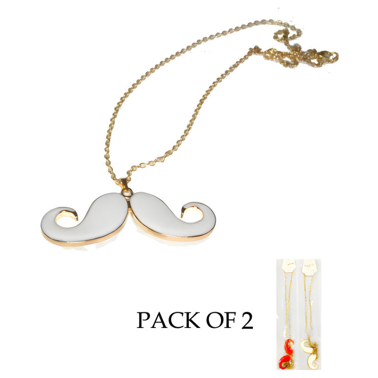 Chic Charm Set Of 2 Mustache Pendants With Golden Chains