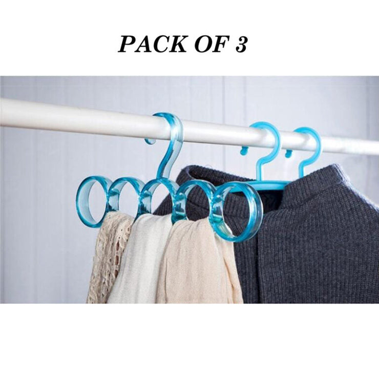 Pack Of 3 Eco-Friendly Five Hole Ring Rope Slots Holder Scarf Shawl Storage Hanger